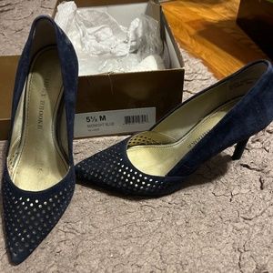 Aubrey Brooke Midnight blue suede heels